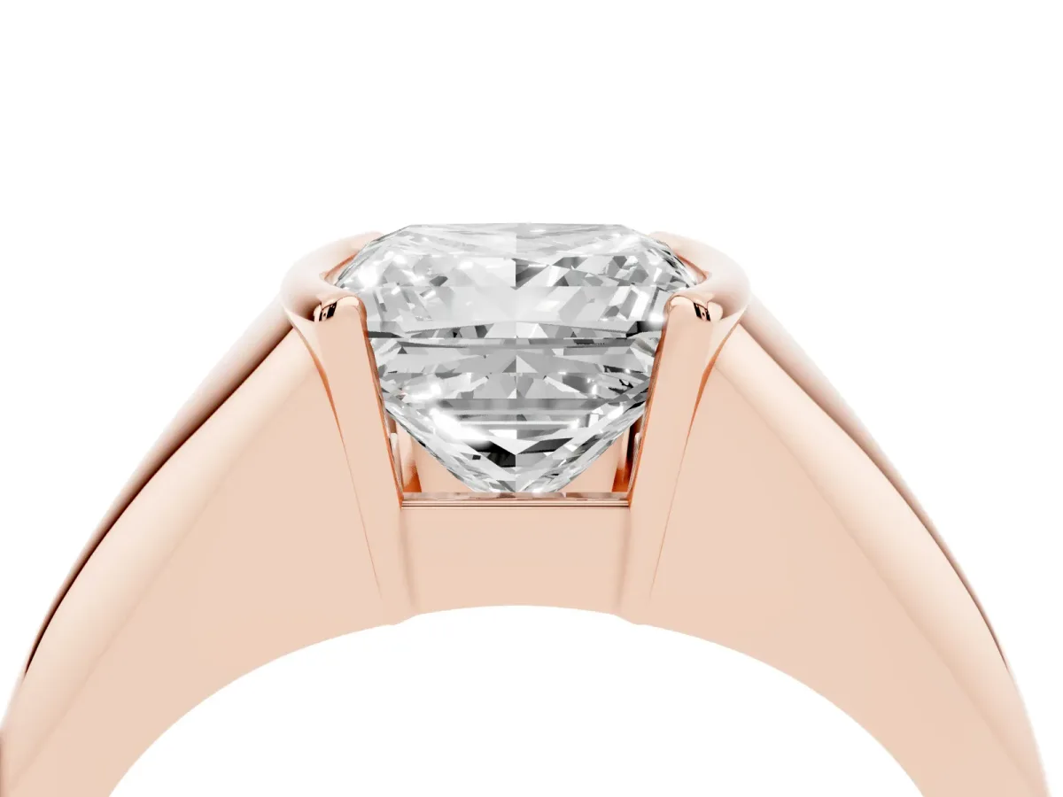 Princess Cut Solitaire Tension Set Diamond Ring Rose gold