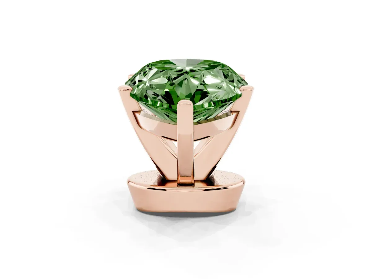 Fancy Green Pear Cut Diamond Solitaire Ring with Prong Setting and Classic Band Rose gold