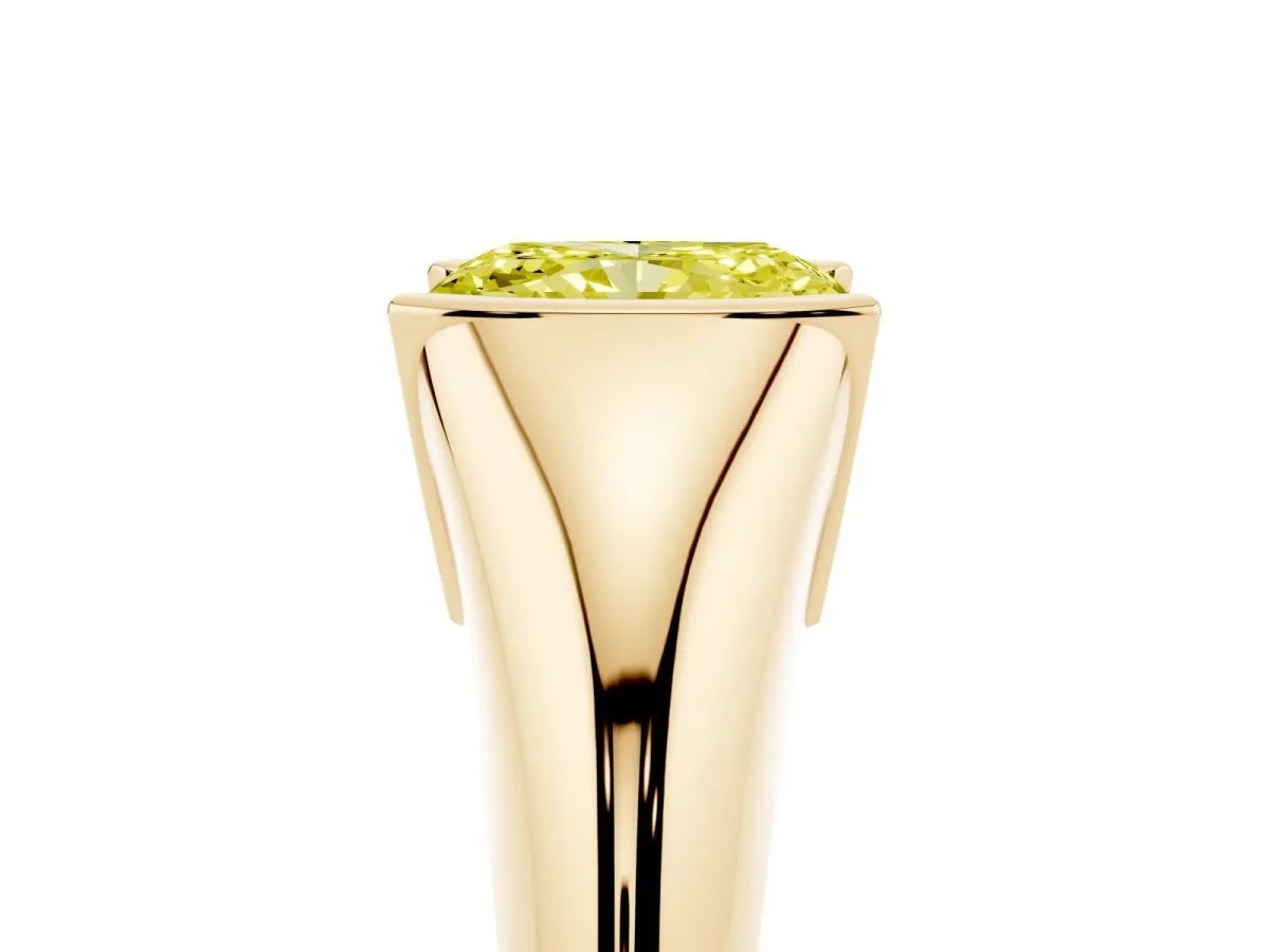 Fancy Yellow Radiant Cut Solitaire Tension Set Diamond Ring Yellow gold