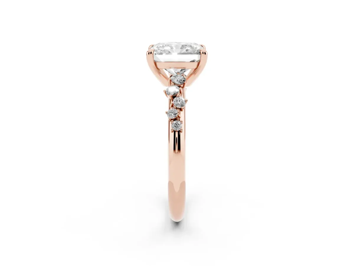 Radiant Cut Cut Diamond Vine Band with Four-Prong Setting Rose gold