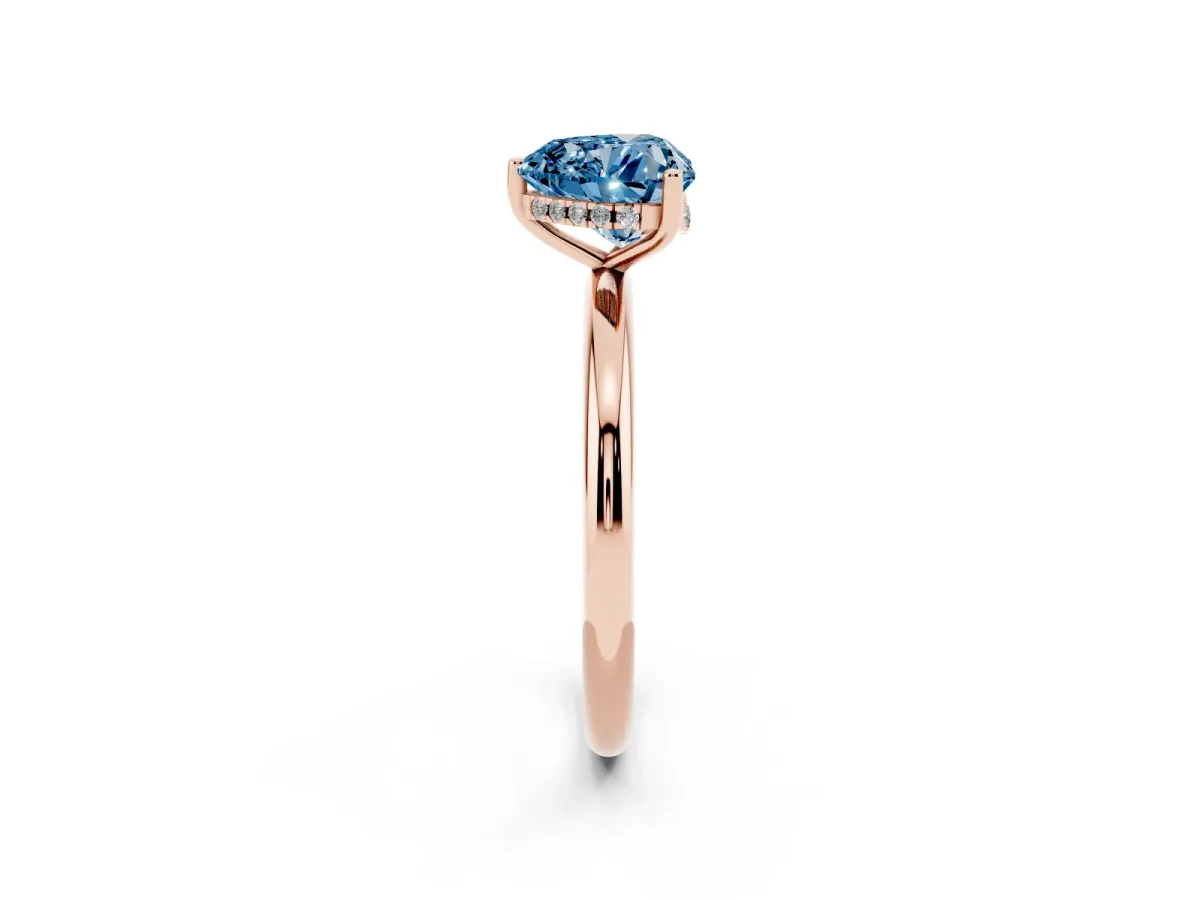 Fancy Blue Heart Cut Cut Solitaire Engagement Ring with Four-Prong Setting and Classic Band Rose gold