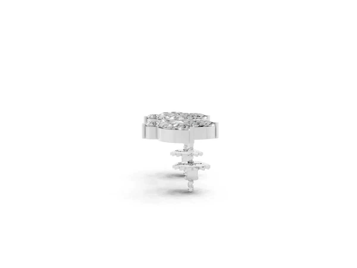 Marquise Cluster Stud Earrings with Round Prong Setting White gold
