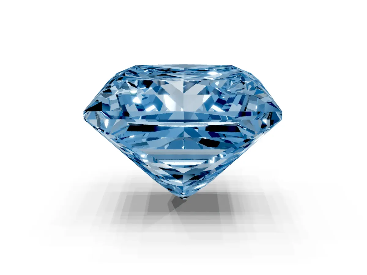 Fancy Blue Princess Cut Halo Diamond Ring with Milgrain and Bezel Accents on a Split Shank Band Platinum