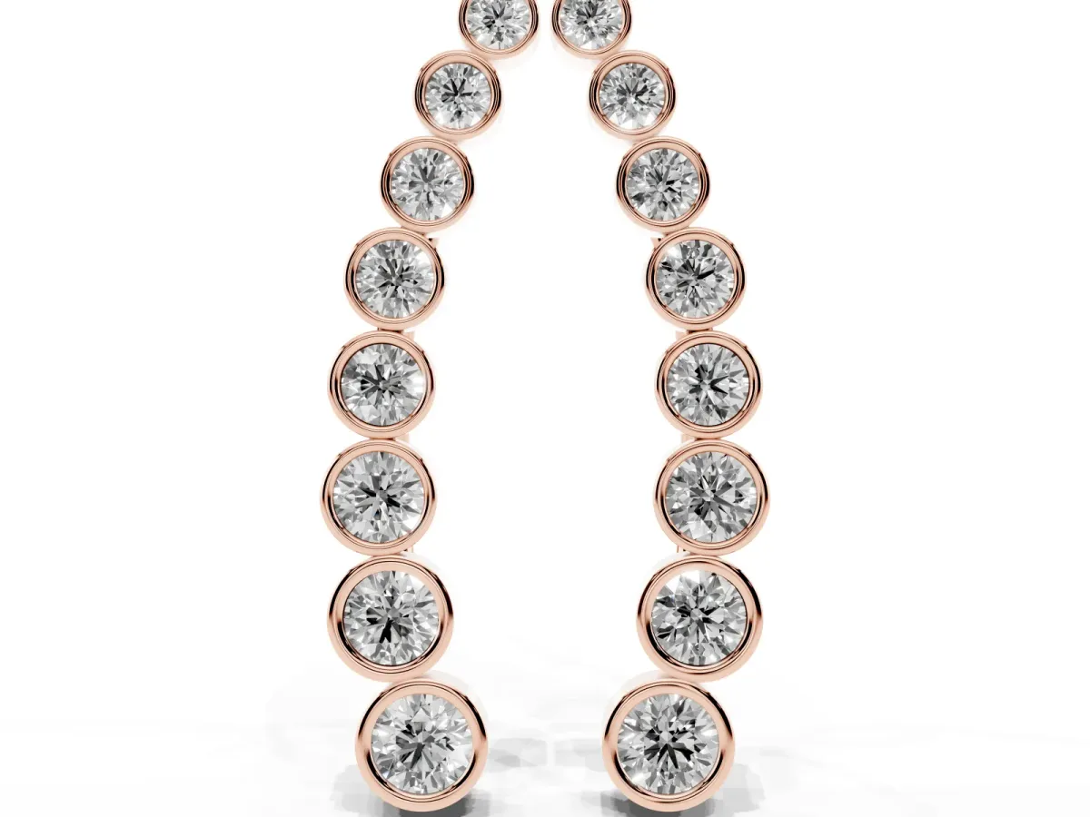 Bezel-Set Round Diamond Climber Earrings Rose gold