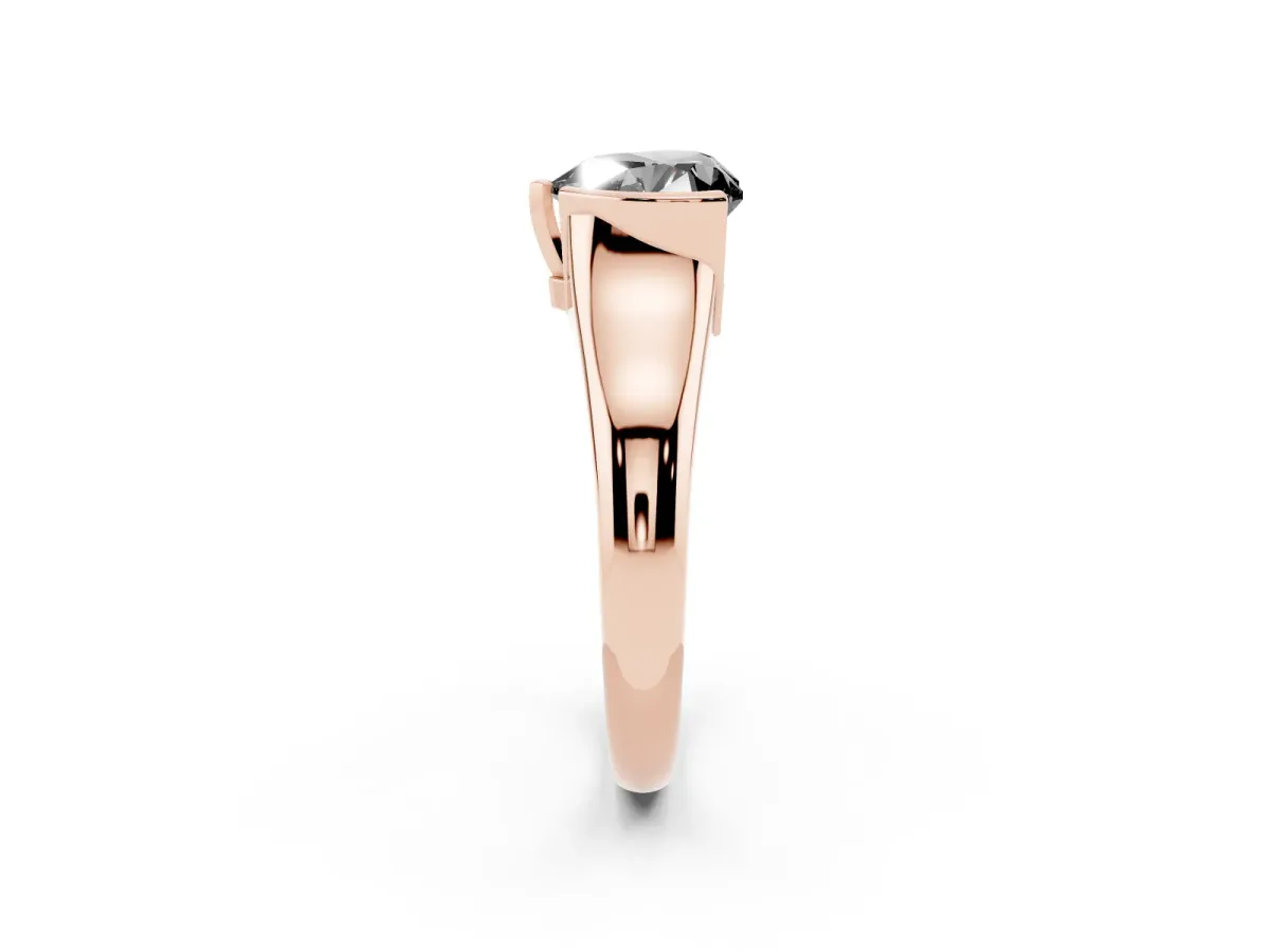 Fancy Black Heart Cut Solitaire Tension Set Diamond Ring with Split Shank Band Rose gold