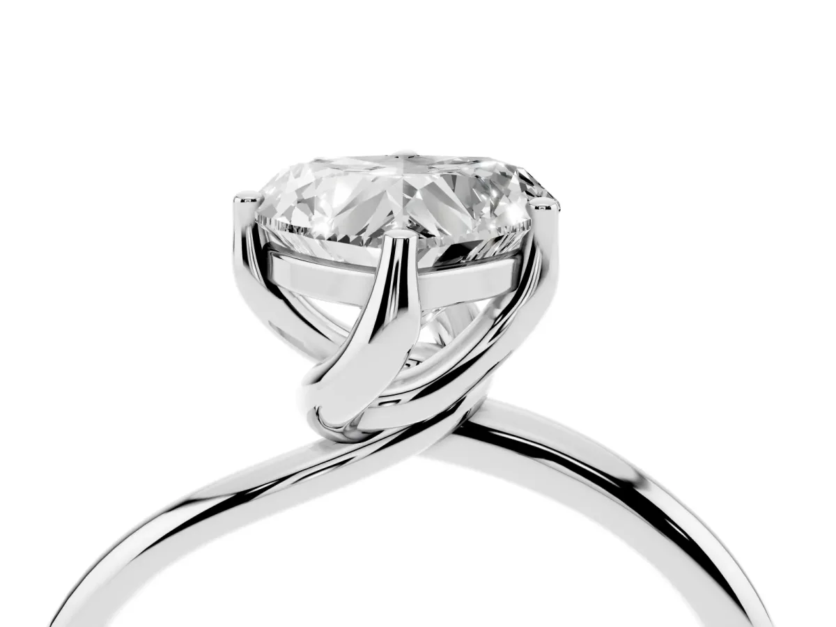 Heart Cut Diamond Solitaire Engagement Ring with Four-Prong Setting and Classic Band Platinum