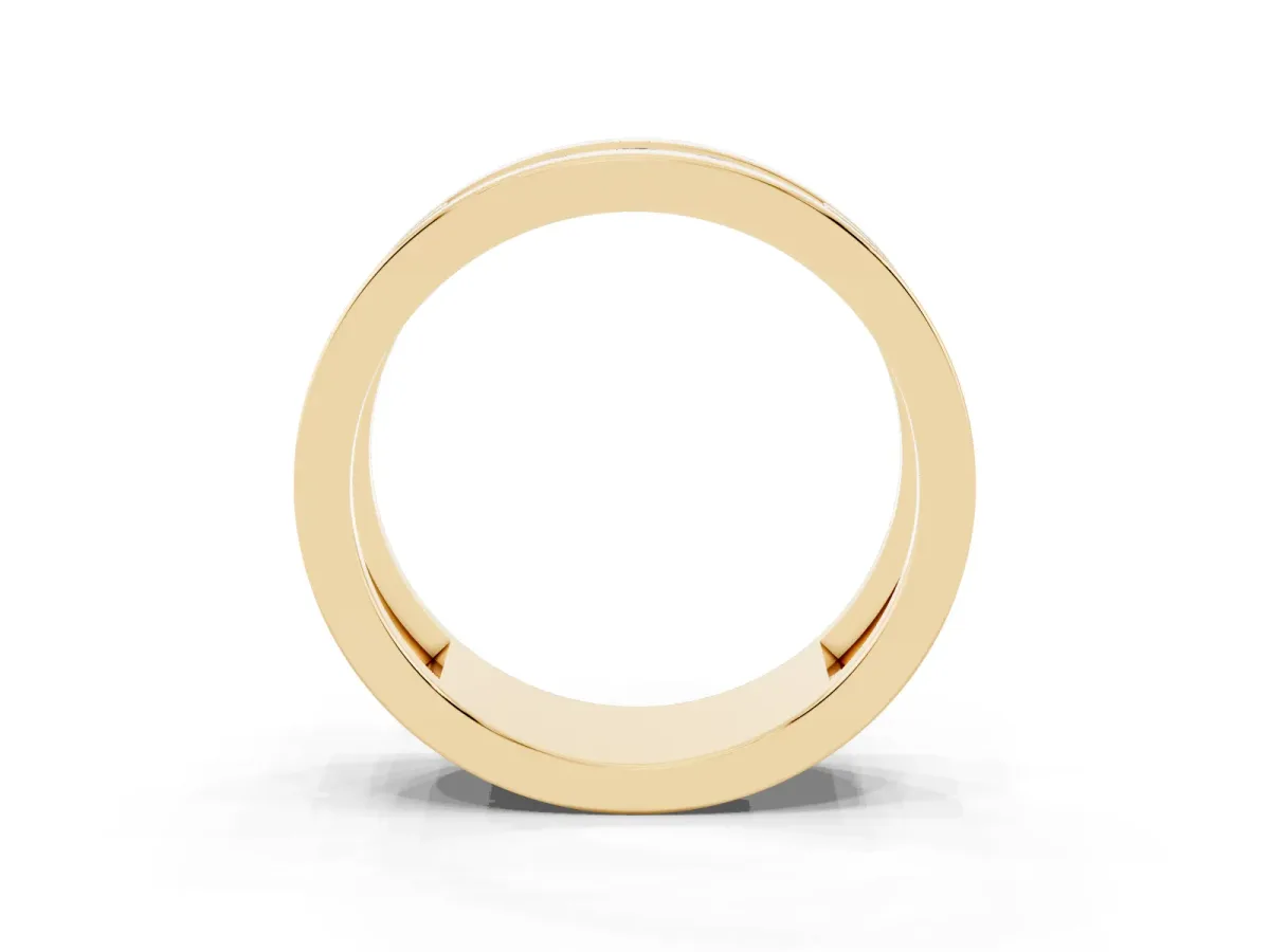 Round Diamond Five-Stone Channel Set Mens Band Yellow gold