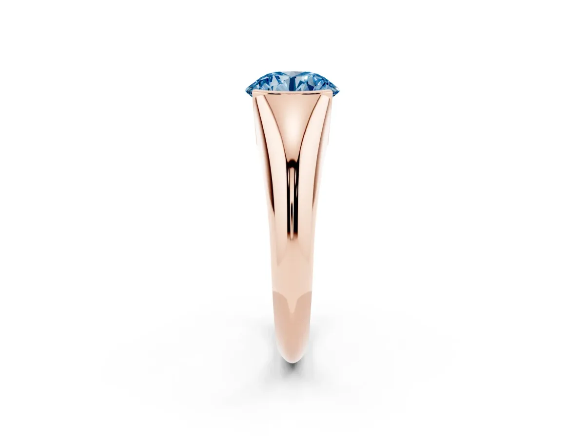 Fancy Blue Round Cut Solitaire Tension Set Diamond Ring Rose gold
