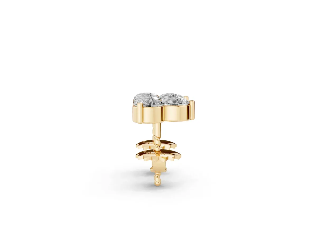 Triangular Cluster Round Diamond Stud Earrings with Prong Setting Yellow gold