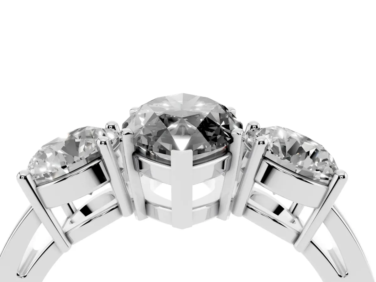 Fancy Black Three-Stone Marquise Cut Diamond Ring with Round Side Stones, Classic Band, and Four-Prong Setting Silver