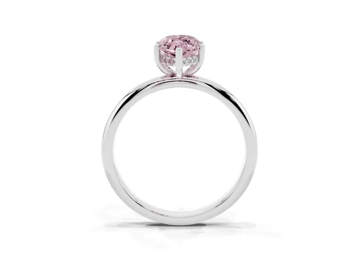 Fancy Pink Marquise Cut Cut Solitaire Engagement Ring with Four-Prong Setting and Classic Band Silver