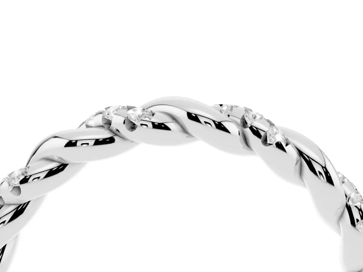 Twisted Pavé Round Diamond Eternity Band Platinum