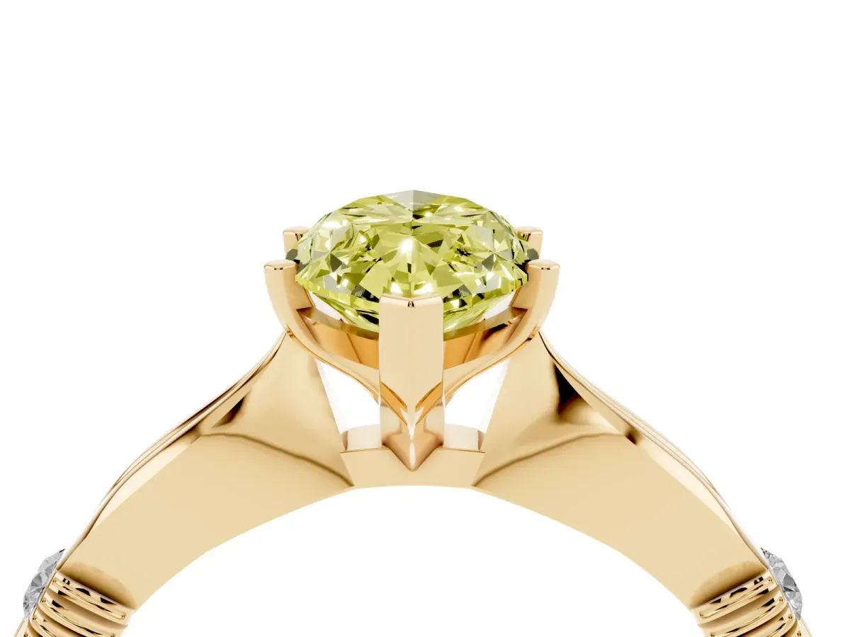 Fancy Yellow Marquise Cut Solitaire Diamond Twisted Band with Four-Prong Setting Yellow gold