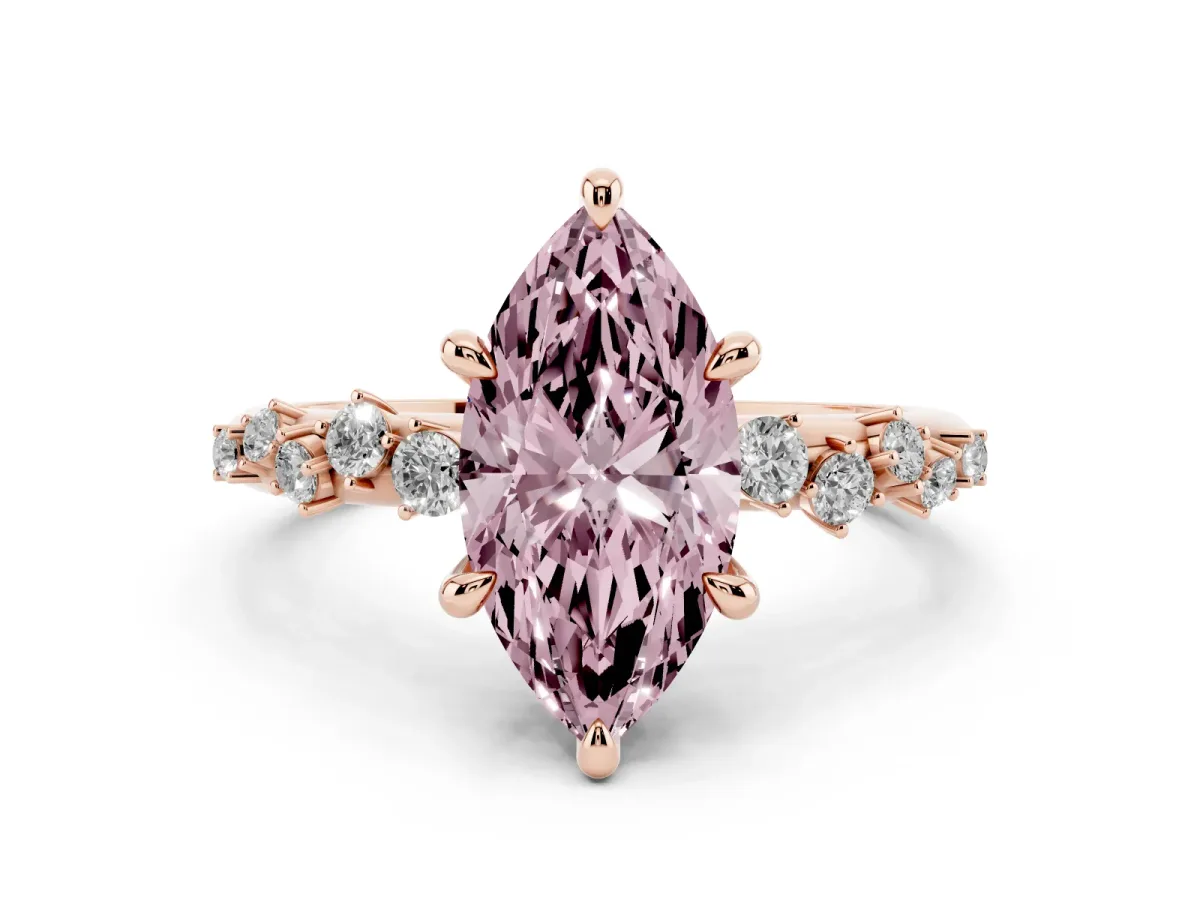 Fancy Pink Marquise Cut Cut Diamond Vine Band with Four-Prong Setting Rose gold