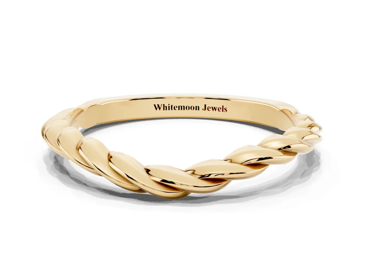 Marquise Diamond Twist Eternity Band with Bezel Setting Yellow gold