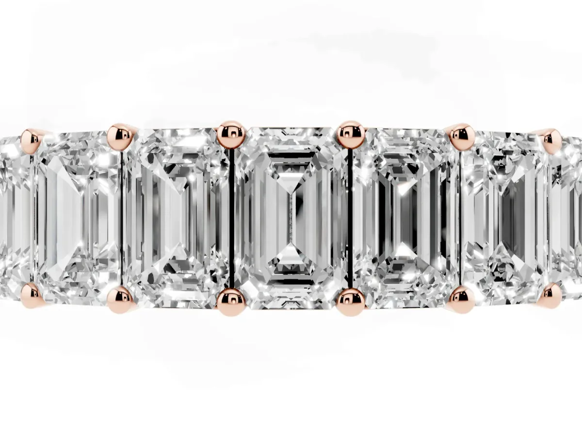 Emerald Cut Diamond Prong-Set Eternity Band Rose gold