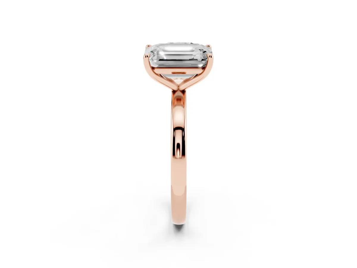 Cushion Cut and Emerald Cut Toi Moi Ring with Prong Setting Rose gold