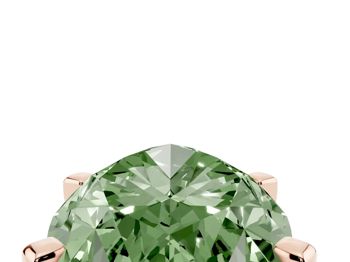 Fancy Green Marquise Cut Diamond Solitaire Ring with Prong Setting and Classic Band Rose gold