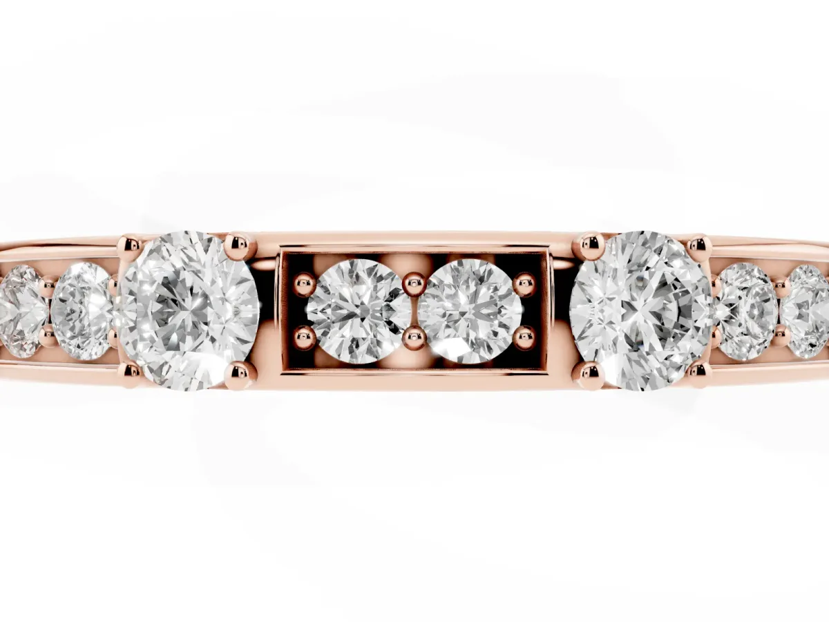 Round Diamond Channel Set Eternity Band with Prong Setting Rose gold