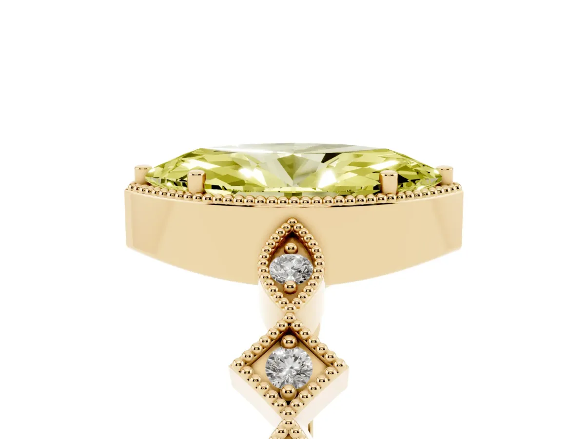 Fancy Yellow Marquise Cut Milgrain Marquise Diamond Twist Band Ring Yellow gold