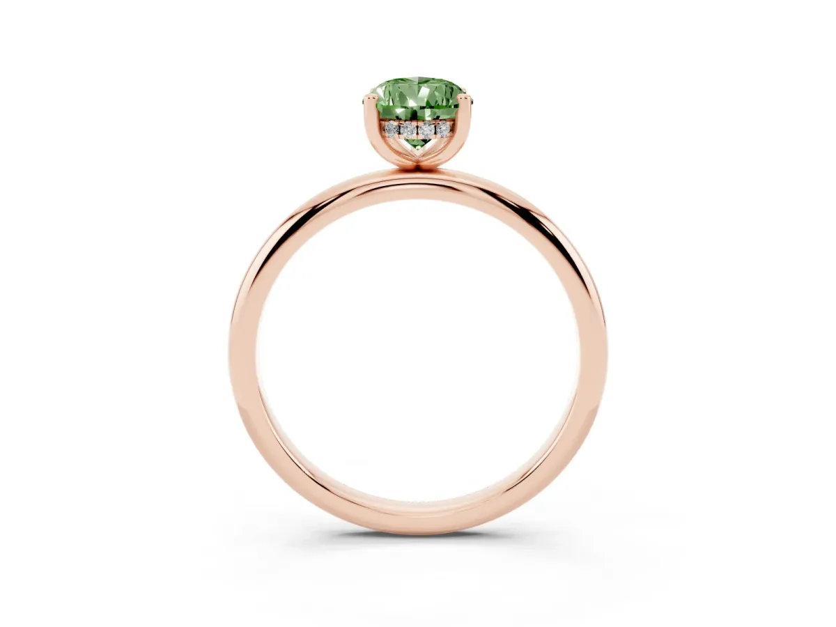 Fancy Green Pear Cut Cut Solitaire Engagement Ring with Four-Prong Setting and Classic Band Rose gold