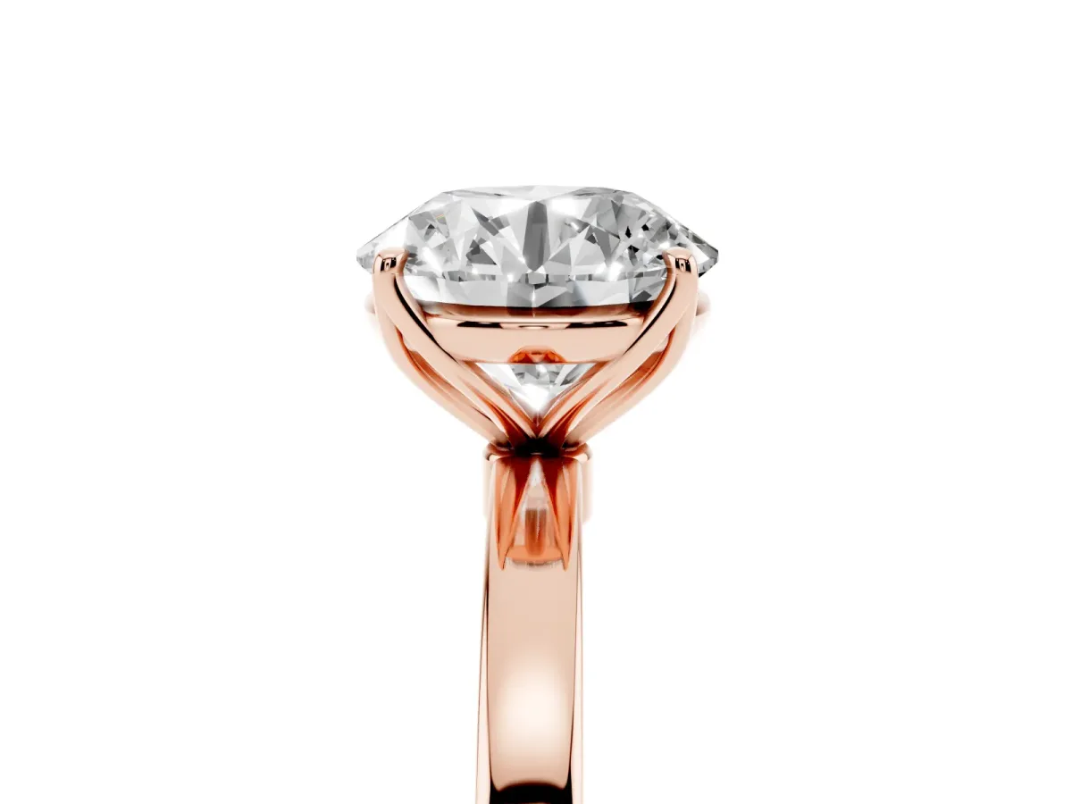 Round Cut Diamond Solitaire Ring with Thin Band and Prong Setting Rose gold