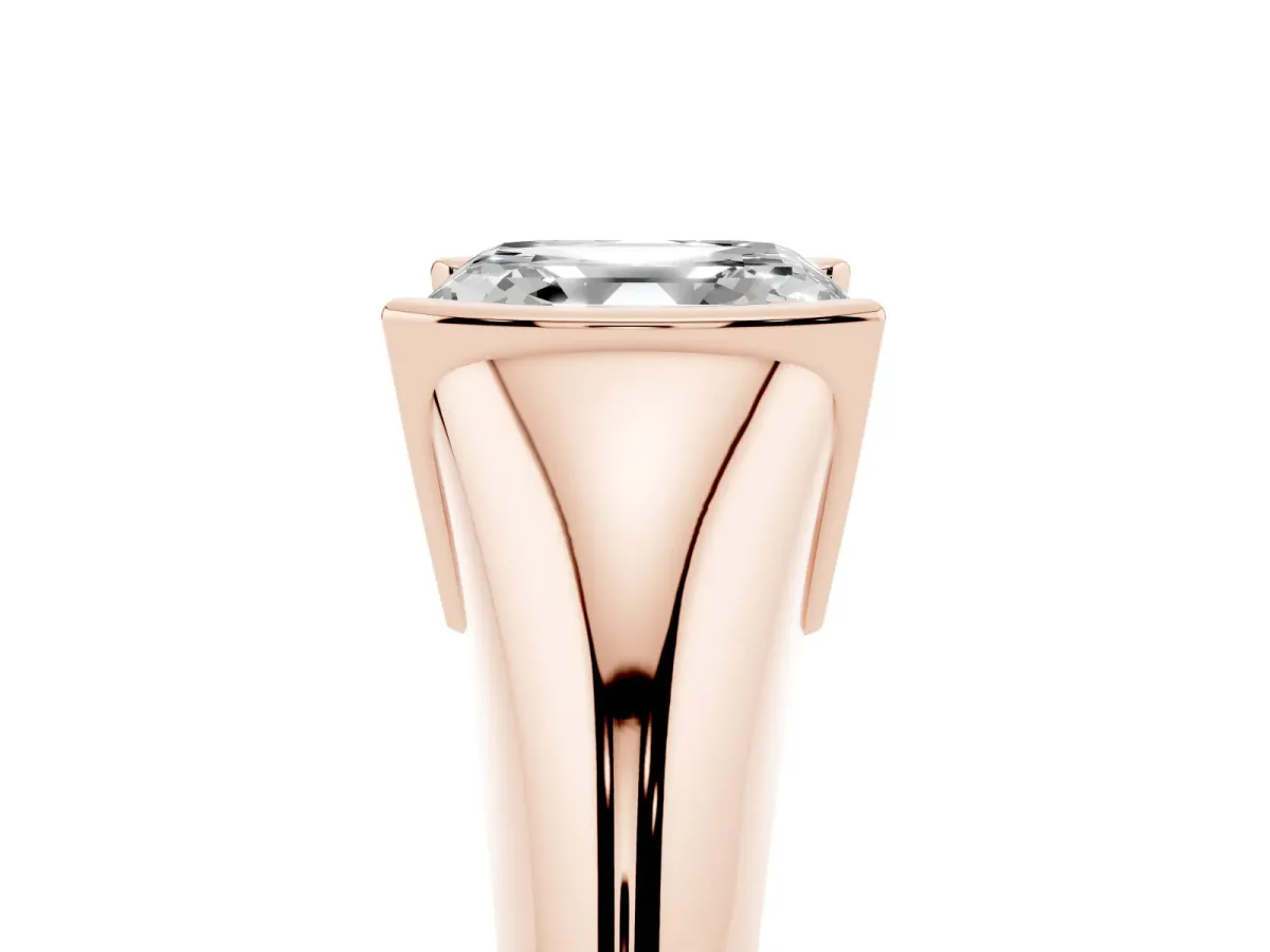 Asscher Cut Solitaire Tension Set Diamond Ring Rose gold