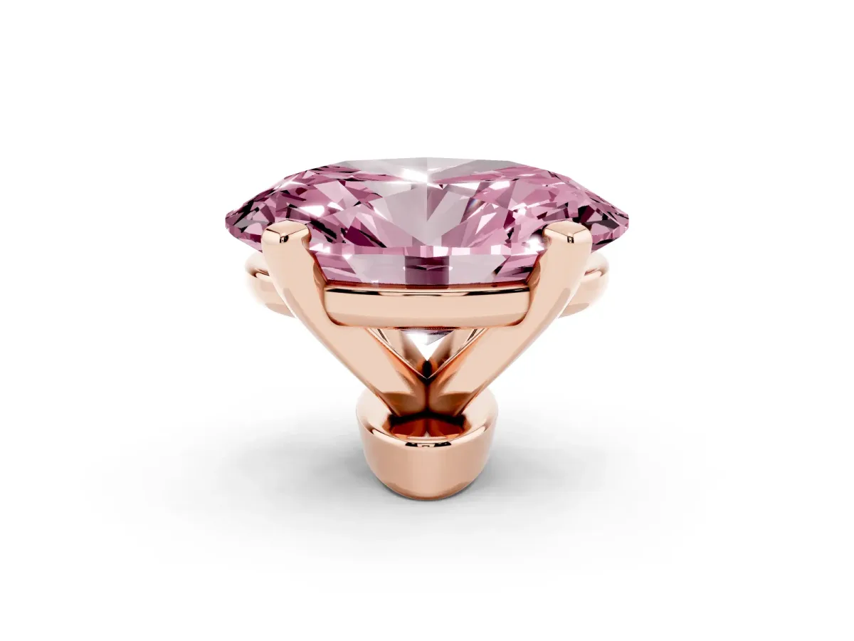 Fancy Pink Oval Cut Diamond Solitaire Ring with Prong Setting and Classic Band Rose gold