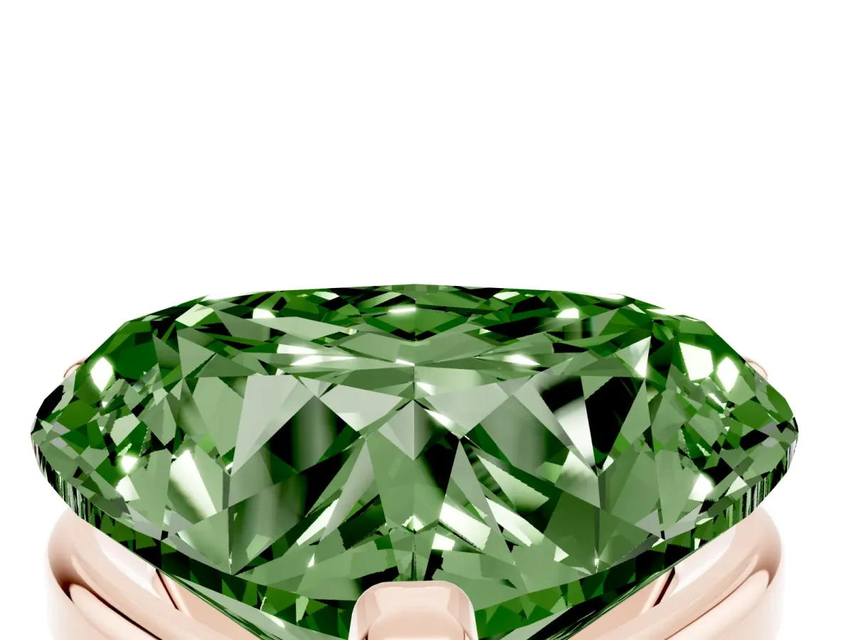 Fancy Green Heart Cut Diamond Solitaire Ring with Prong Setting and Classic Band Rose gold