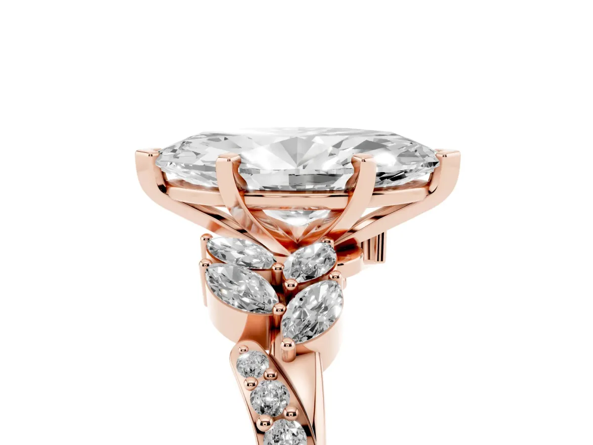 Marquise Cut Solitaire Marquise Twist Band with Six-Prong Setting Rose gold