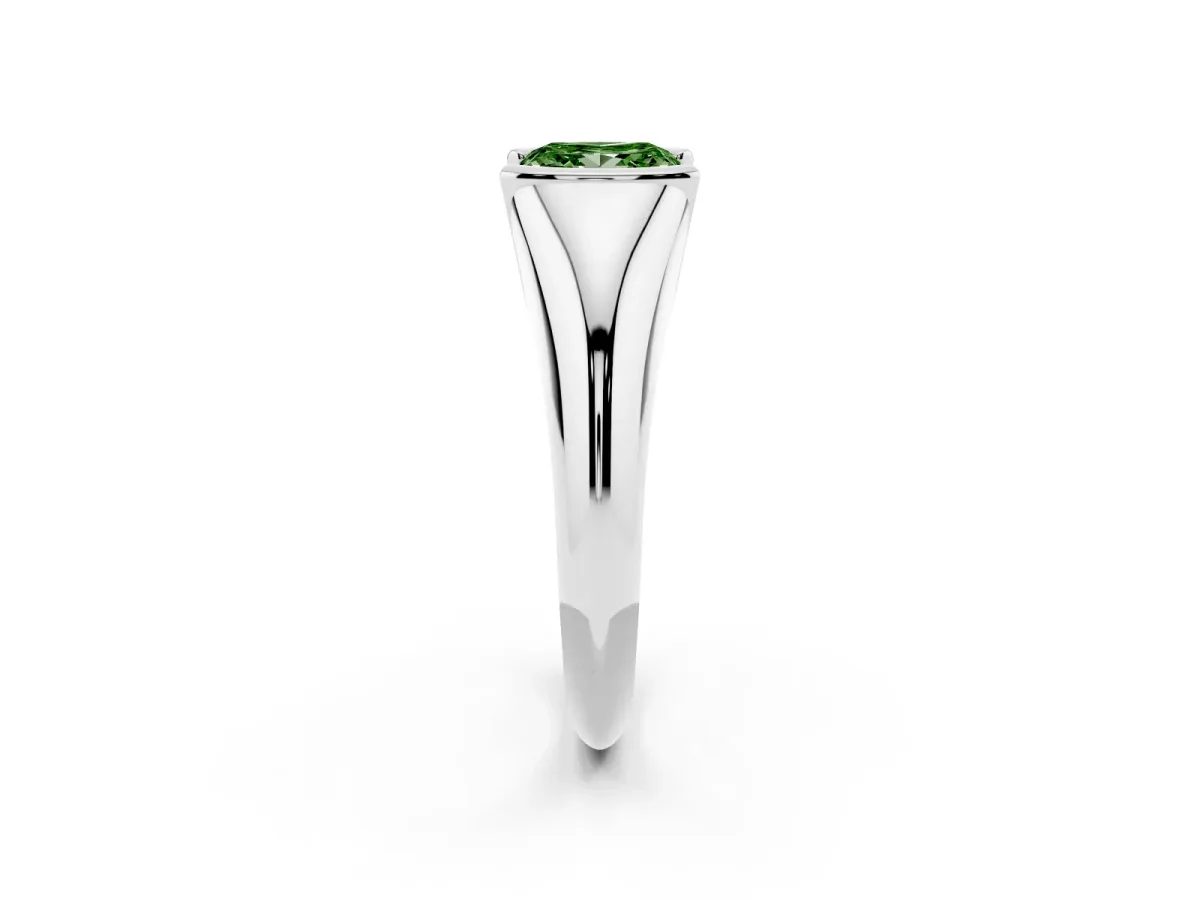 Fancy Green Princess Cut Solitaire Tension Set Diamond Ring Silver