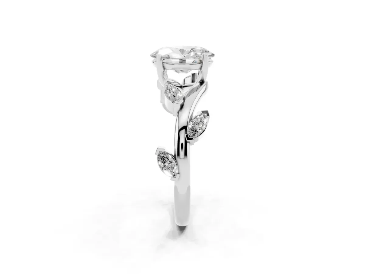 Oval Cut Solitaire Twisted Band Marquise Accent Prong Setting Ring Silver