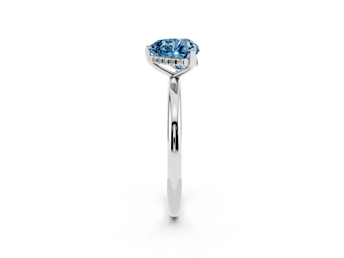 Fancy Blue Heart Cut Cut Solitaire Engagement Ring with Four-Prong Setting and Classic Band White gold