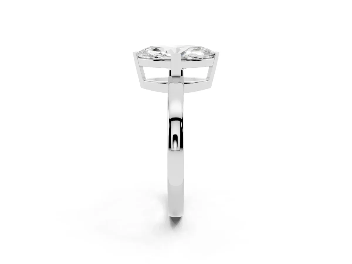 Marquise Cut Cut Solitaire Ring with Four-Prong Setting and Classic Band Platinum