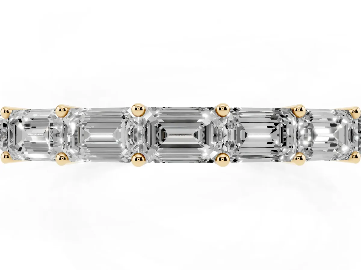 Emerald Cut Diamond Single Row Wedding Band Yellow gold