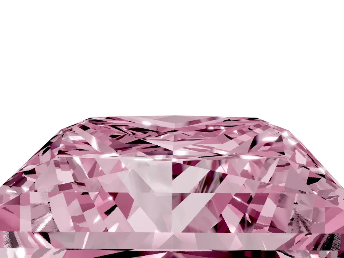 Fancy Pink Princess Cut Halo Diamond Ring with Milgrain and Bezel Accents on a Split Shank Band Platinum