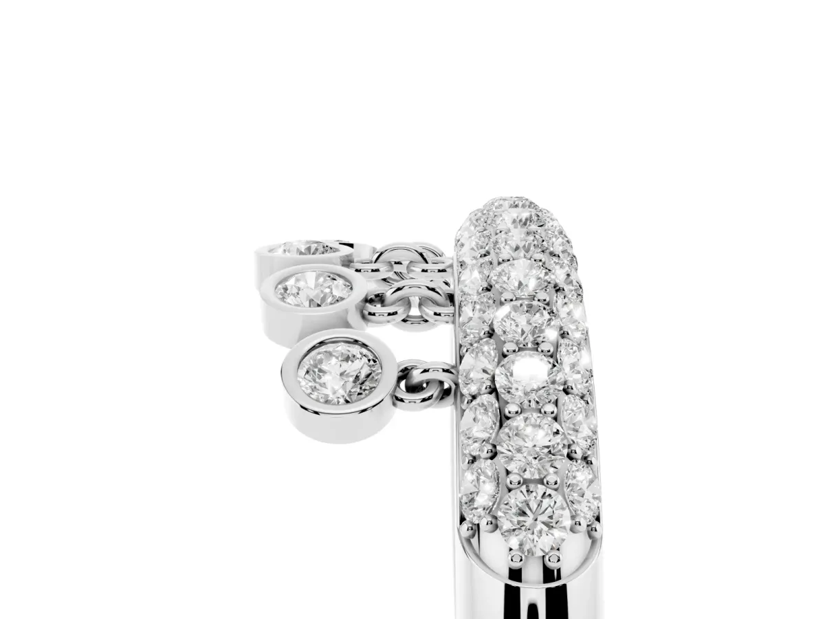 Round Diamond Dangle Promise Ring with Round Diamond Pavé Platinum