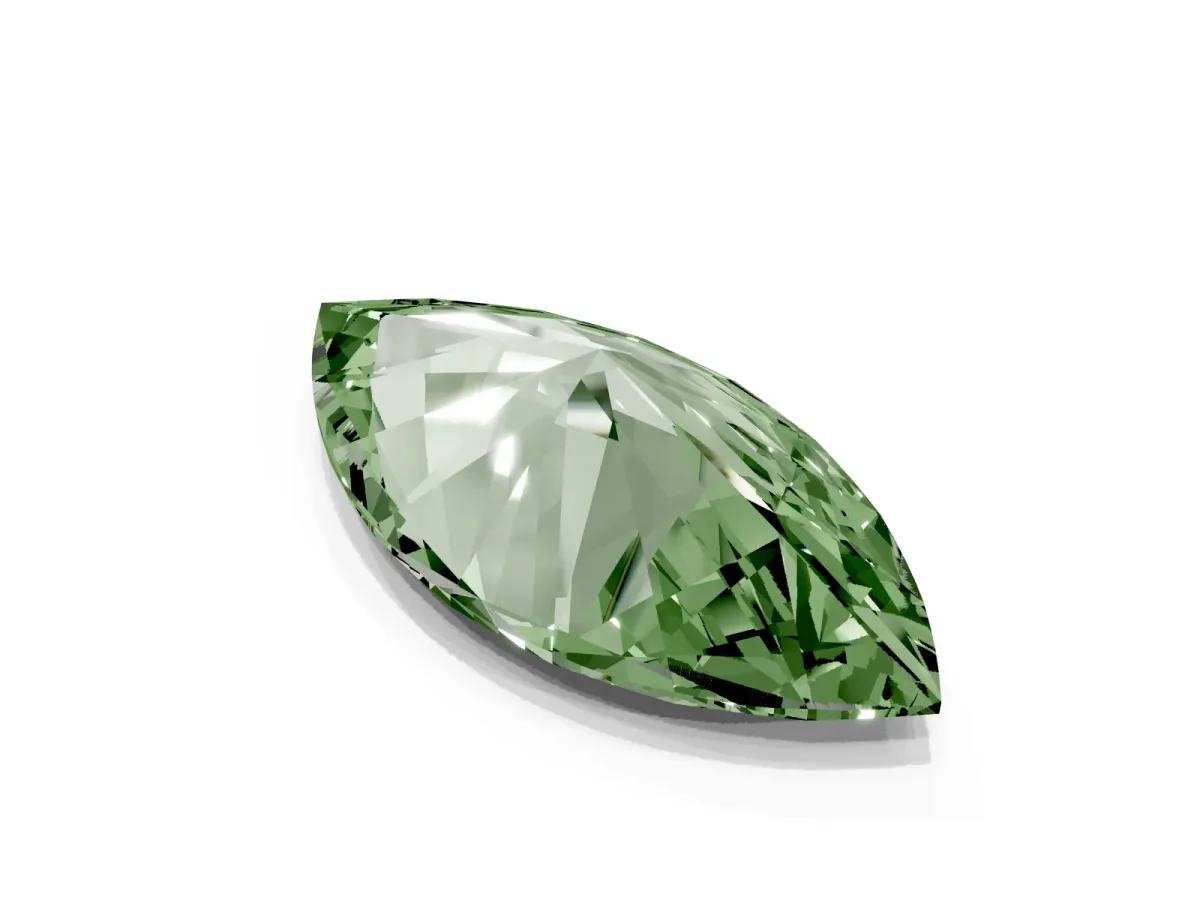 Fancy Green Marquise Cut Cut Cathedral Pave Diamond Engagement Ring with Six-Prong Setting Yellow gold