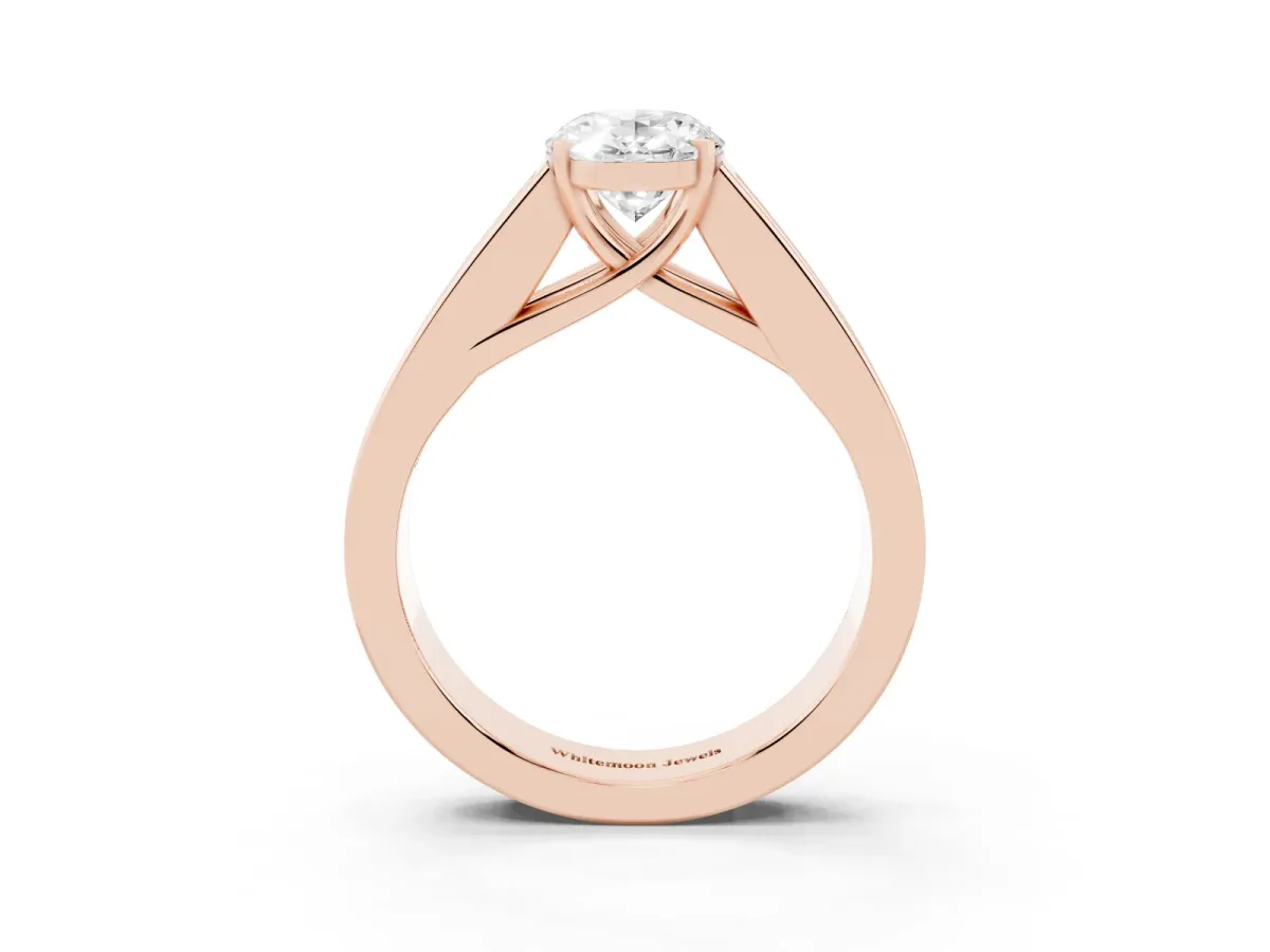 Oval Cut Cut Channel Set Solitaire Ring with Four-Prong Setting Rose gold