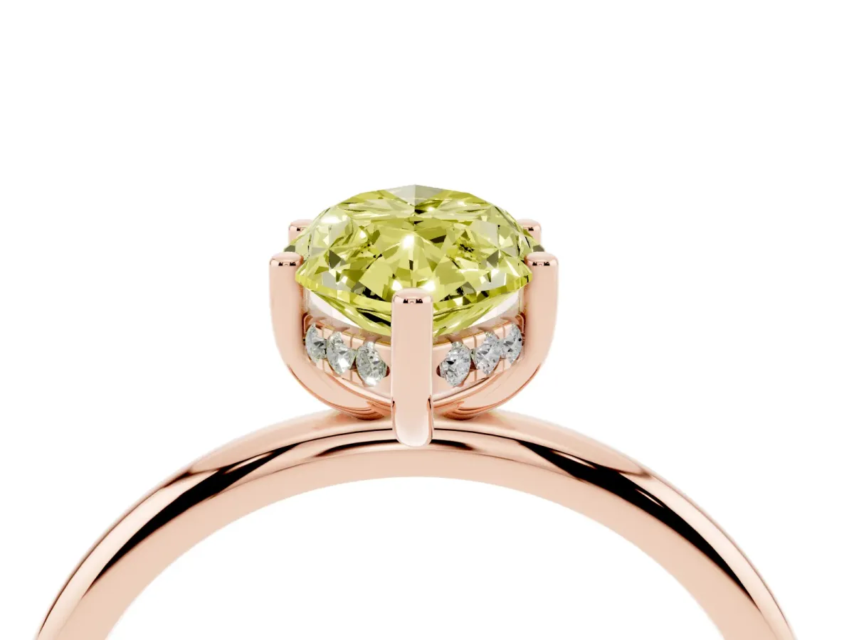 Fancy Yellow Marquise Cut Cut Solitaire Engagement Ring with Four-Prong Setting and Classic Band Rose gold