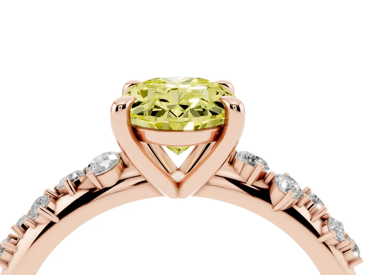 Fancy Yellow Oval Cut Cut Diamond Vine Band with Four-Prong Setting Rose gold