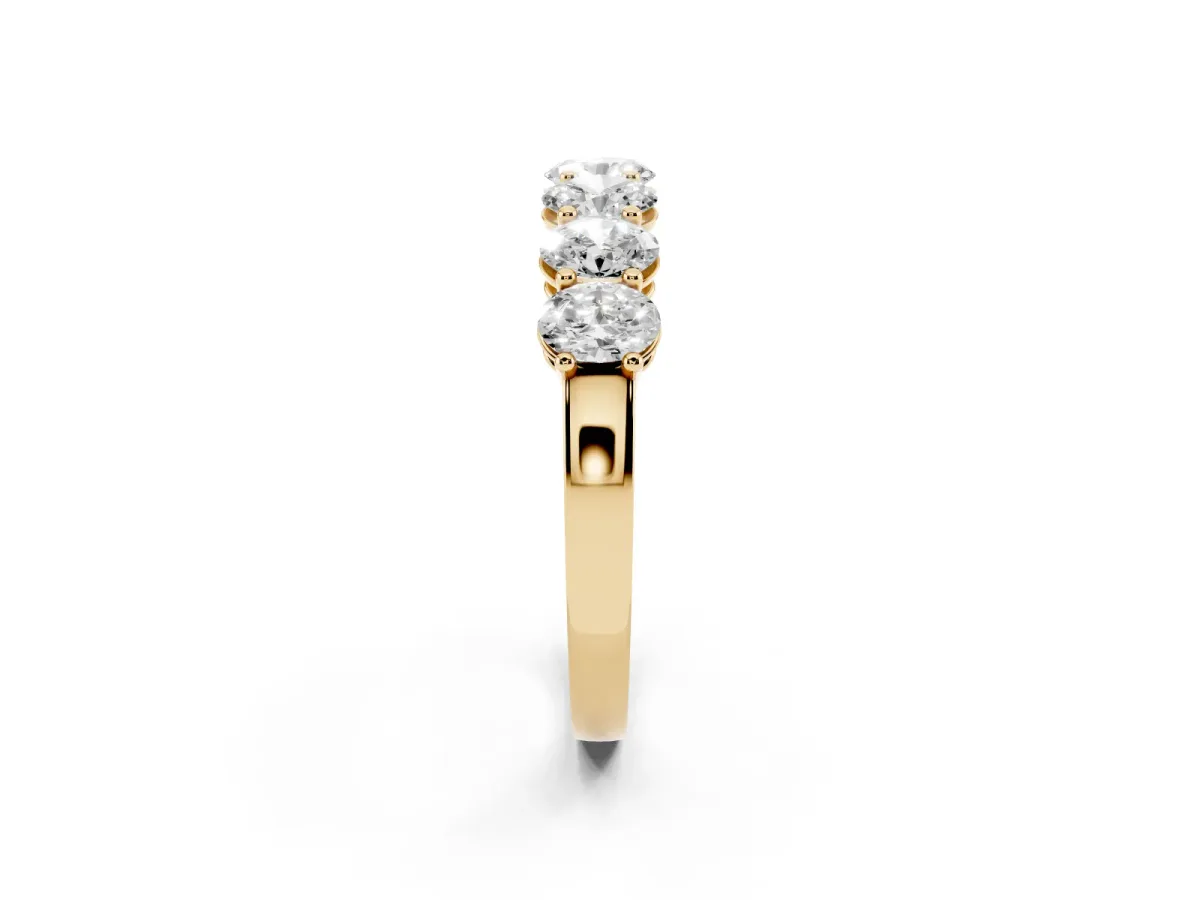 Oval Diamond Shared Prong Eternity Band Yellow gold