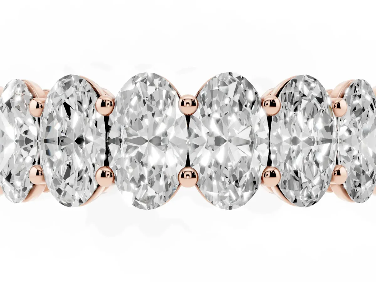 Oval Diamond Prong-Set Eternity Band Rose gold