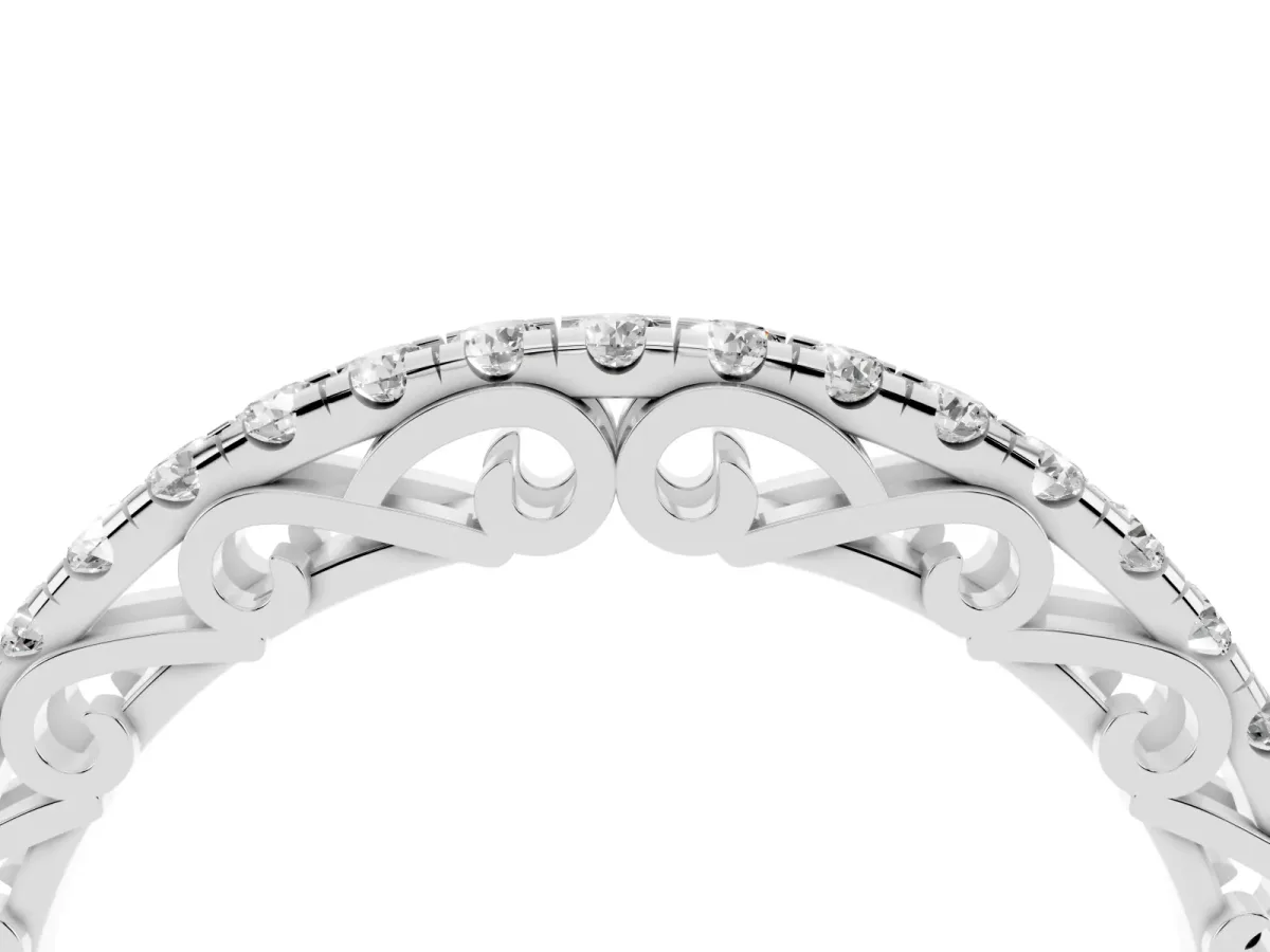 Round Cut Diamond Prong Set Eternity Band Silver