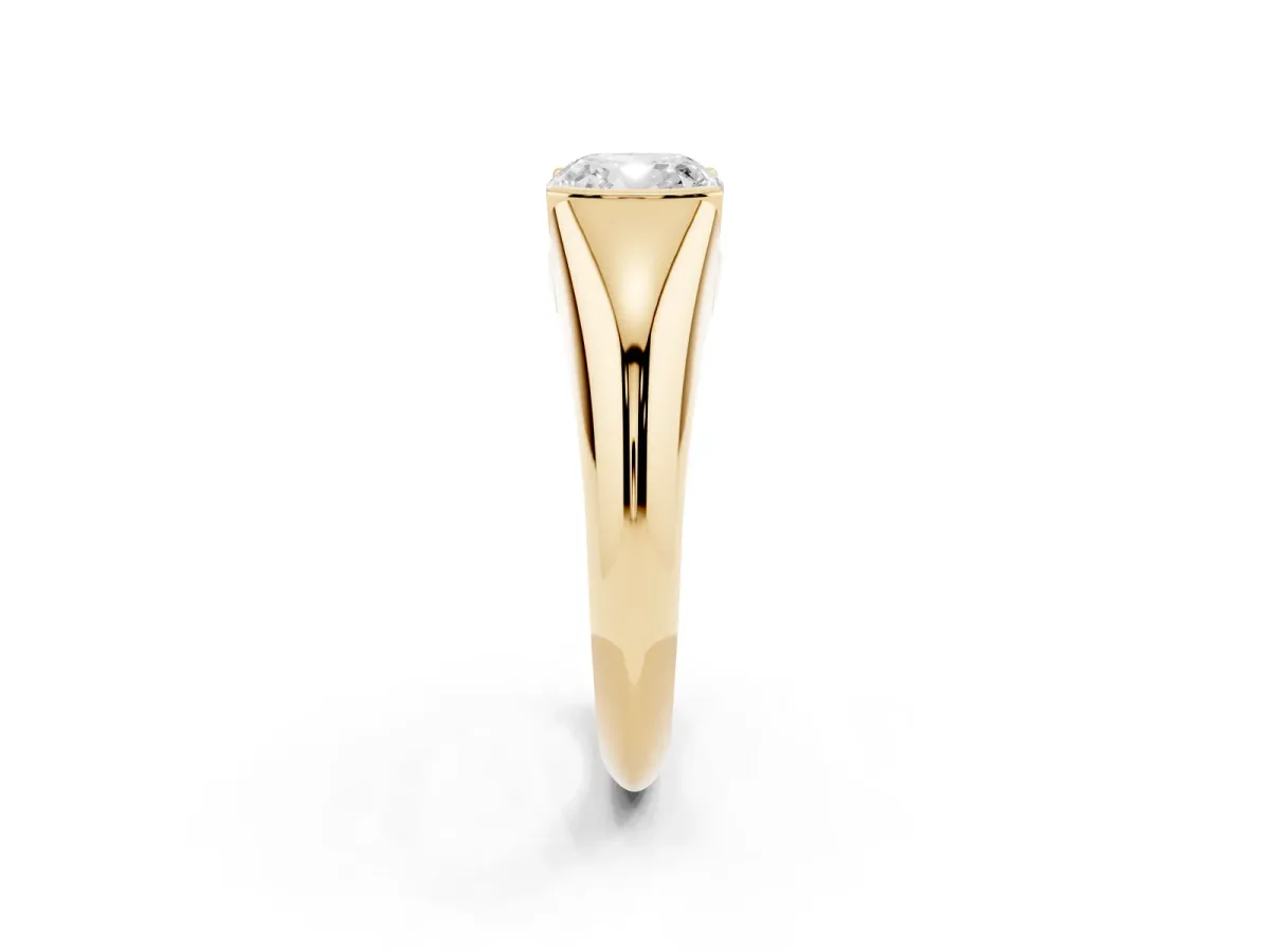 Cushion Cut Solitaire Tension Set Diamond Ring Yellow gold