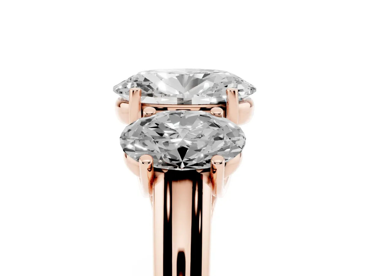 Three-Stone Oval Cut Diamond Engagement Ring with Prong Setting Rose gold
