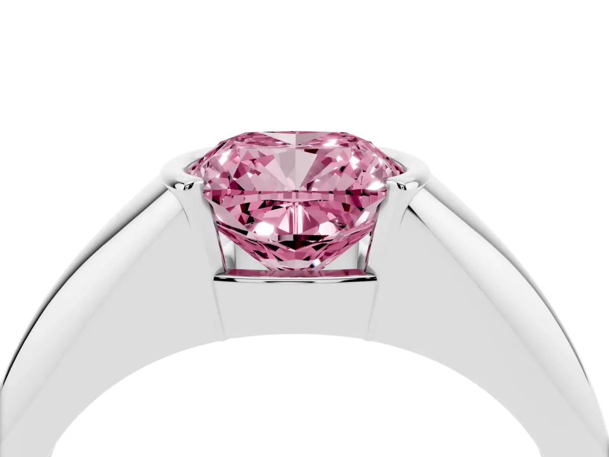 Fancy Pink Cushion Cut Solitaire Tension Set Diamond Ring Platinum