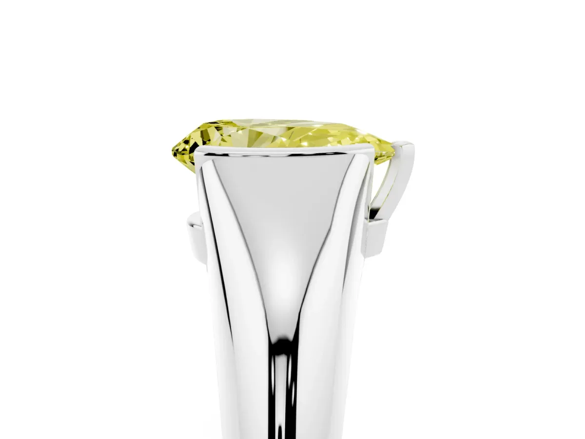 Fancy Yellow Pear Cut Solitaire Tension Set Diamond Ring Silver