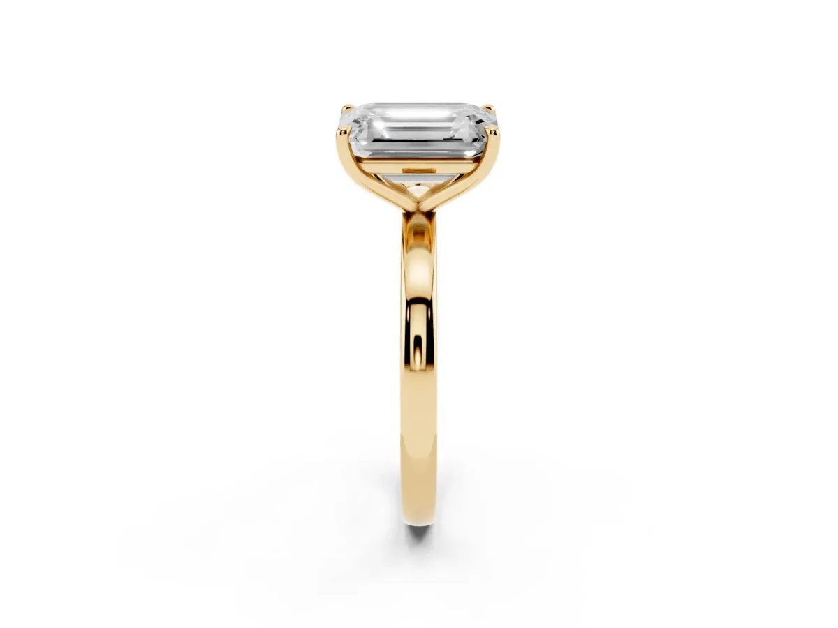 Fancy Blue Pear Cut and Emerald Cut Toi Moi Ring with Prong Setting Yellow gold
