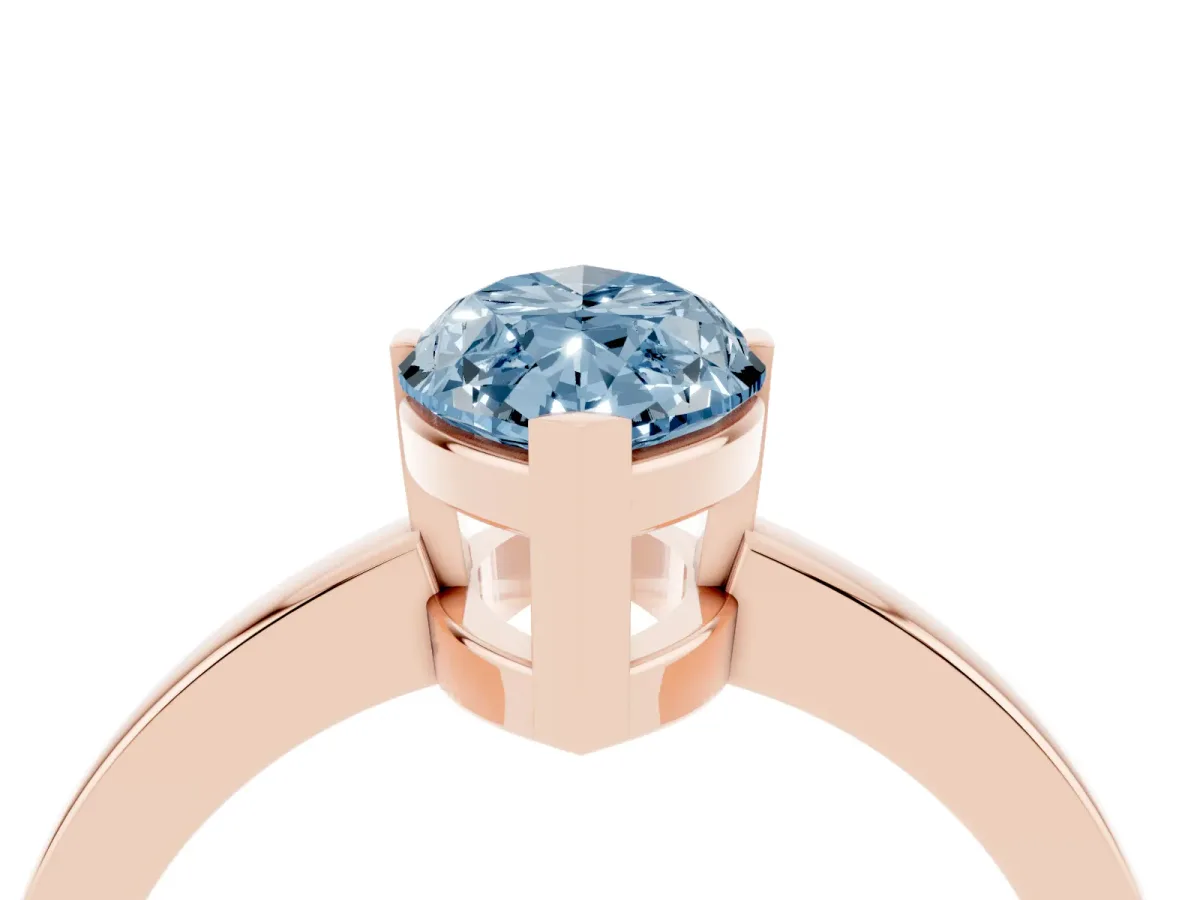 Fancy Blue Marquise Cut Cut Solitaire Ring with Four-Prong Setting and Classic Band Rose gold